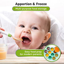 Load image into Gallery viewer, Silicone Baby Food Freezer Tray with Clip-on Lid - Breast Milk Trays for Freezer - Baby Food Containers - Baby Food Trays for Freezing, Dishwasher, Microwave, BPA-Free Baby Food Storage (Alpine Green)