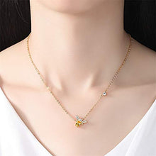 Load image into Gallery viewer, Tiny Cute Gold Bee Necklace, AILUOR Fashion Charm Crystal Rhinestone Honeybee Bumble Bee Pendant Jewelry for Women Girl Gifts (Gold)