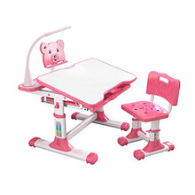 Load image into Gallery viewer, Pstarts Kids Desk and Chair Set, Height Adjustable Child Table and Chair Set, Home School Use Anti-Reflective Children Study Table with LED Light/Reading Board/Pull-Out Drawer