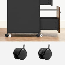 Load image into Gallery viewer, VASAGLE File Cabinet, Mobile Filing Cabinet with Wheels, 2 Drawers, Open Shelf, for A4, Letter Size, Hanging File Folders, Rustic Brown and Black UOFC71X