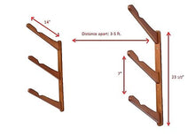 Load image into Gallery viewer, COR Surf Wooden Surfboard Wall Mount for Surf Boards, Snowboards, Skateboards, Kiteboards and Wakeboards, Triple Tier Surf Board Display Holder, Made of Sustainable Bamboo (24 x 4 x 4 Inches)