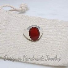 Load image into Gallery viewer, Carnelian Ring, Men's Signet Ring, Men's Silver Ring, Gifts For Him, Gemstone Ring, 925 Sterling Silver Ring, Flat Oval Gemstone Ring, Wedding Mens Ring