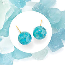 Load image into Gallery viewer, Ross-Simons Turquoise Bead Stud Earrings in 14kt Yellow Gold For Women