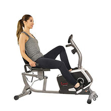 Load image into Gallery viewer, Sunny Health & Fitness Magnetic Recumbent Bike Exercise Bike with Digital Monitor, 300 lb Capacity, Easy Adjustable Seat, Pulse Rate Monitor