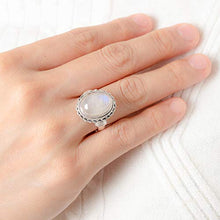 Load image into Gallery viewer, SUVANI Sterling Silver White Moonstone Double Rope & Chain Edge Vintage Band Ring Size 8