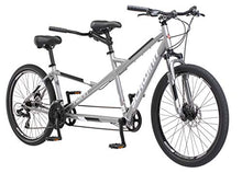 Load image into Gallery viewer, Schwinn Twinn Classic Tandem Adult Beach Cruiser Bike, Double Seater, Steel Low Step Frame, 7-Speed, 650c Urban Tires, Alloy Caliper Brakes, Medium Frame, Grey