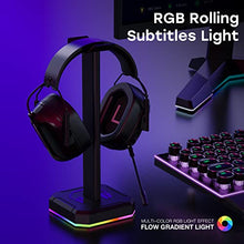 Load image into Gallery viewer, Headphone Stand Gaming Headset Holder with RGB Light,Suitable for Most Headphone Such as Gaming Headphone/Bluetooth Headphone/Telephone Headset (Basic Black)