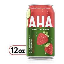 Load image into Gallery viewer, AHA Sparkling Water, Strawberry Cucumber Flavored Water, Zero Calories, Sodium Free, No Sweeteners, 12 fl oz, 8 Pack