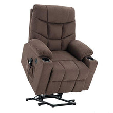 Load image into Gallery viewer, Mcombo Electric Power Lift Recliner Chair Sofa for Elderly, 3 Positions, 2 Side Pockets and Cup Holders, USB Ports, Fabric 7286 (Brown)