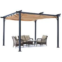 Load image into Gallery viewer, ABCCANOPY 10 x 10 Steel Retractable Pergola Gazebo, Weather-Resistant Rip-Lock Canopy for Your Patio Garden Yard, Khaki
