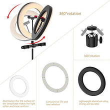 Load image into Gallery viewer, Selvim 10 '' Selfie Ring Light with Tripod & 3 Cellphone Holders for Live Stream/Makeup/Selfie, 128 LED Bulbs 3 Light Modes 10-Level Brightness 360° Rotating, with Bluetooth Remote Control
