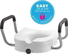 Load image into Gallery viewer, NOVA Medical Products NOVA Elevated Raised Toilet Seat with Removable, Adjustable Padded Arms, 20” Width Between Arms, Locking, Easy On and Off, for Standard and Elongated Toilets, White