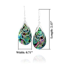 Load image into Gallery viewer, Boho Dangle Teardrop Abalone shell Earrings, Unique Sterling Silver Large paua shell earrings, Ethnic Gypsy Style, Handmade Statement Jewelry