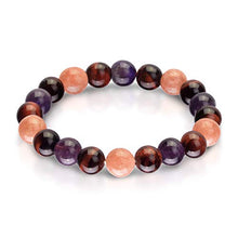 Load image into Gallery viewer, Triple Stone Ultimate Weight Loss Bracelet – Boost Metabolism Reduce Bloating – Slimming Bracelet – Red Tiger Eye – Amethyst – Sunstone – Stone Bead Bracelet (10mm)