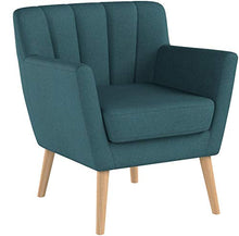 Load image into Gallery viewer, Christopher Knight Home Merel Mid-Century Modern Fabric Club Chair, Dark Teal / Natural
