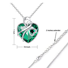 Load image into Gallery viewer, Yopicks May Birthstone Necklace Love Heart Pendant Necklaces Anniversary Jewelry Gifts for Women Emerald Necklace