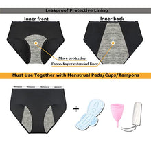 Load image into Gallery viewer, Nalwort Teen Girls Period Underwear Menstrual Period Panties Leak-Proof Organic Cotton Protective Briefs Pack of 6