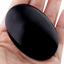 Load image into Gallery viewer, rockcloud Oval Worry Stones,Palm Pocket Energy Stone,Healing Crystal with Velvet Bag,Black Obsidian