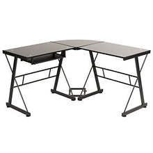 Load image into Gallery viewer, Computer Desk Gaming Desk Home Office Toughened Glass L Shaped Corner Writing Study Keyboard CPU Stand Girl Kids Student PC Modern Executive Table for Small Spaces