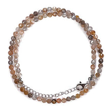 Load image into Gallery viewer, Multi Color Moonstone Beads Necklace, Chocolate Moonstone 925 Silver Necklace, June Birthstone Natural Brown Moonstone Necklace Gift for Her
