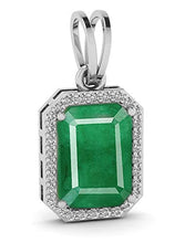 Load image into Gallery viewer, LMDPRAJAPATIS original 10X15MM Zambian Emerald Panna Jwelery Pendant for 925 Sterling Silver with Stemp Gifted Pendant