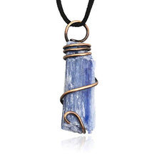 Load image into Gallery viewer, Norse Tradesman Natural Untreated 9 Gram Kyanite Pendant Necklace w/ 20" Brown Leather Chord & Easy Clasp