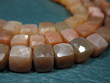 Load image into Gallery viewer, BEADS GEMSTONE AAA Chocolate Peach Moonstone Faceted Cube- 8 Inch Long Strand -Stones measure- 6mm Code-HIGH-7198