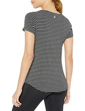 Load image into Gallery viewer, Amazon Brand - Core 10 Women's Pima Cotton Blend Short Sleeve V-Neck T-Shirt, Dark heather grey/white stripe, X-Large