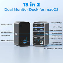 Load image into Gallery viewer, USB C Docking Station Dual 4K Monitor for MacBook Pro/Air, 4URPC 13-in-2 USB C Docking Station, USB C Dock with 2 HDMI, DP, 7 USB Ports, USB C PD 3.0, RJ45 Ethernet, 3.5mm Audio, Plug and Play