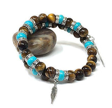 Load image into Gallery viewer, Tiger Eye Turquoise Southwestern Bangle Bracelet for Men & Women