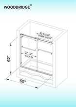 Load image into Gallery viewer, WOODBRIDGE SDD6062-B Frameless Bathtub Shower Doors 56-60" Width x 62" Height with 3/8"(10mm) Clear Tempered Glass, 2 Ways Opening & Double Sliding Nickel Finish, Brushed Nickle