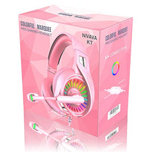 Load image into Gallery viewer, Nivava Gaming Headset for PS4, Xbox One, PC Headphones with Microphone LED Light Mic for Nintendo Switch Playstation Computer, K7 (Pink)