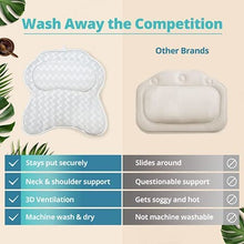 Load image into Gallery viewer, Bath Haven Bath Pillow Bathtub Pillow Back Neck Support Pillow, Spa Cushion for Tub, Relaxing Headrest Bath Pillow, Portable Washable Bathtub Accessories with 3D Air Mesh Thick Soft Bath Pillow, White