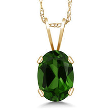 Load image into Gallery viewer, Gem Stone King 0.80 Ct Oval Green Chrome Diopside 14K Yellow Gold Pendant With Chain