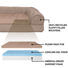 Load image into Gallery viewer, Furhaven Pet Bed for Dogs and Cats - Plush and Suede Sofa-Style Cooling Gel Foam Dog Bed, Removable Machine Washable Cover - Almondine, Large