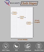 Load image into Gallery viewer, Ruvanti 6 Pack Birdseye Cloth Diapers 100% Organic Cotton Pre Fold, Reusable Diapers Cloth for Newborn, UnPaper Towels, Dust Cloths, Extra Large 13X19 Inch Burp Cloths for Babies, Boy, Girl, Toddlers