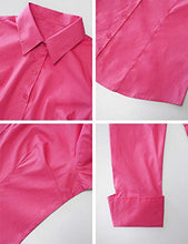 Load image into Gallery viewer, LE3NO Womens Tailored Long Sleeve Button Down Shirt with Stretch Fuchsia