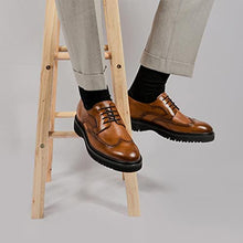 Load image into Gallery viewer, Men’s Dress Shoes Oxford Derby Formal Shoes Retro Fetal Cowhide Genuine Leather Men's Wedding Shoe Brown