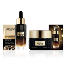 Load image into Gallery viewer, L'Oreal Paris Age Perfect Anti-Aging Midnight Face Serum 1 oz + Midnight Cream 1.7 oz, Smooths Wrinkles & Firms Skin + Eye Cream & Serum Sample