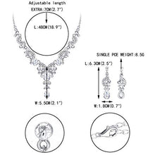 Load image into Gallery viewer, EVER FAITH Wedding Jewelry Sets for Brides Rhinestone Crystal Bridal Floral Wave Teardrop Necklace Earrings Set Clear Silver-Tone