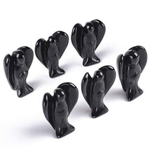 Load image into Gallery viewer, AMOYSTONE Angel Obsidian Gemstone Rock Crystals Pocket Guardian Angel Healing Statues 6PCS 1.5" Black