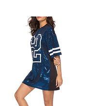 Load image into Gallery viewer, PORRCEY Womens Juniors Short Sleeve Sequin Funny Dress Shirts (Large, Blue 2)
