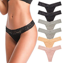 Load image into Gallery viewer, Underwear Women, T Back Low Waist See Through Panties Cotton Seamless Lace Thongs for Women