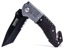Load image into Gallery viewer, Humvee HMV-KTR-08 Recon 8 Folding Knife with Partially Serrated Stainless Steel Blade and Metal Pocket Clip, Black