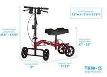 Load image into Gallery viewer, NOVA Medical Products Heavy Duty Knee Scooter, Steerable Knee Scooter with 400 lb Weight Capacity, Bariatric Knee Walker, Crutch Alternative, Metallic Red Color
