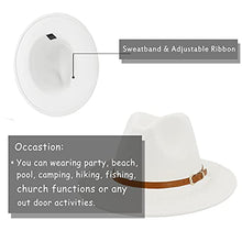 Load image into Gallery viewer, Men & Women Panama Hat Classic Wide Brim Fedora Hat with Belt Buckle-Y-White 3