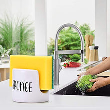 Load image into Gallery viewer, Sponge Holder for Kitchen Sink - Sink Sponge Holder- kitchen Sponge Holder - Rustic Farmhouse kitchen Decor- kitchen Sink Accessories - kitchen Counter Decor- Ceramic Sponge Holder - White