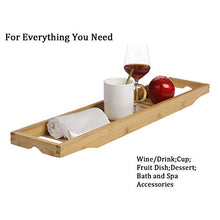 Load image into Gallery viewer, uxcell Bamboo Bathtub Tray, Bathroom Caddy Organizer, Non Slip Bath Serving Table Tray, with Phone/Book/Glass/Holders for Bath
