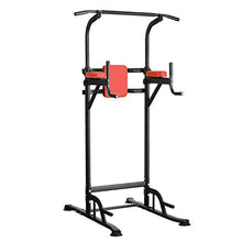 Load image into Gallery viewer, PUPZO Pull Up Bars Power Tower Workout Dip Stands Push-Up Station Strength Training Fitness Equipment for Home Gym (Red & Black)