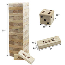 Load image into Gallery viewer, Juegoal 54 Pieces Giant Tumble Tower Blocks Game Giant Wood Stacking Game with 1 Dice Set Canvas Bag for Adult, Kids, Family